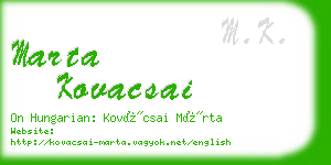 marta kovacsai business card